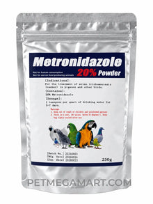 Metronidazole 20 percent powder for birds and pigeons for canker treatment
