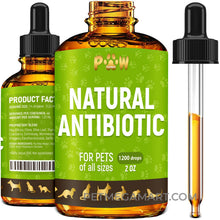 Golden Paw Natural Antibiotic 2 oz herbal drops bottle for pets of all sizes