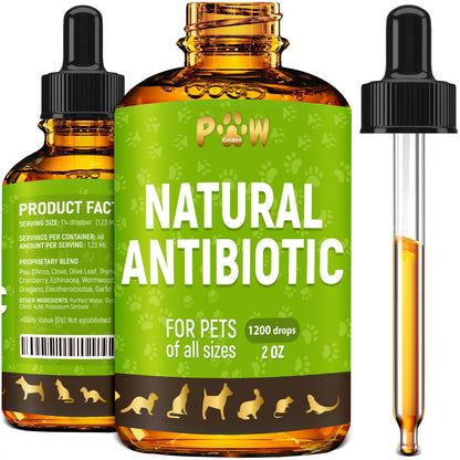 Golden Paw Natural Antibiotic 2 oz herbal drops bottle for pets of all sizes
