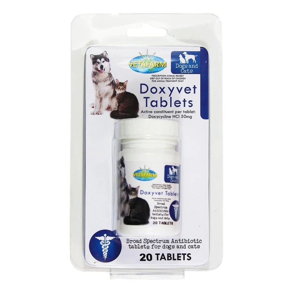 Vetafarm Doxyvet Tablets doxycycline HCl 50 mg, 20 tablets