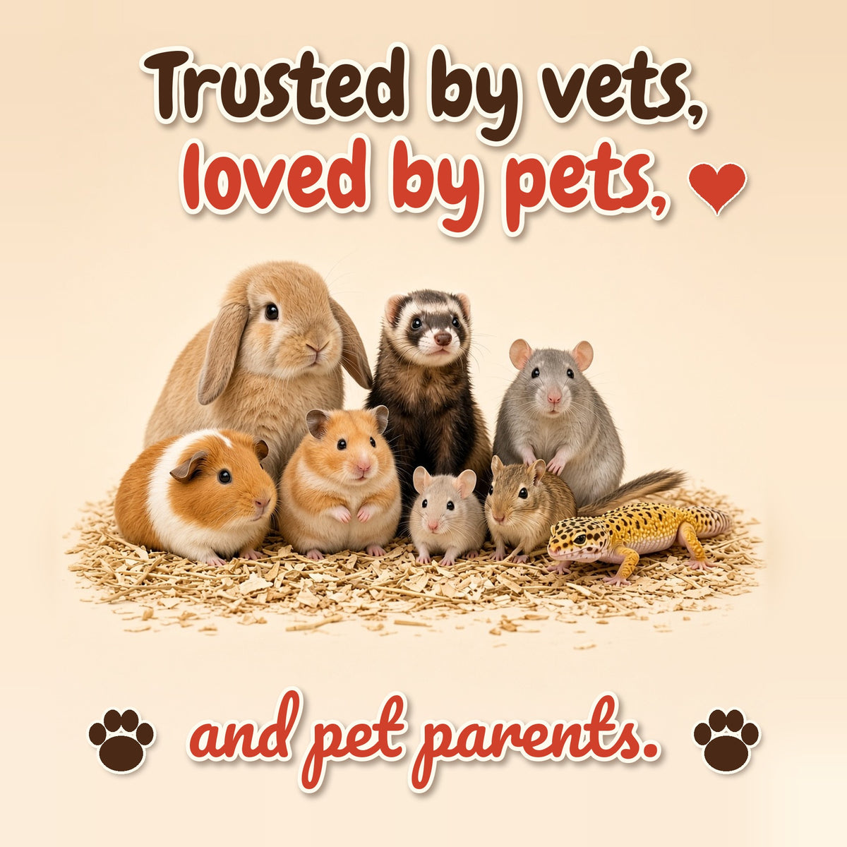 Rabbit, guinea pig, rat, mouse, hamster, gerbil, ferret and reptile together - Trusted by vets, loved by pets, and pet parents