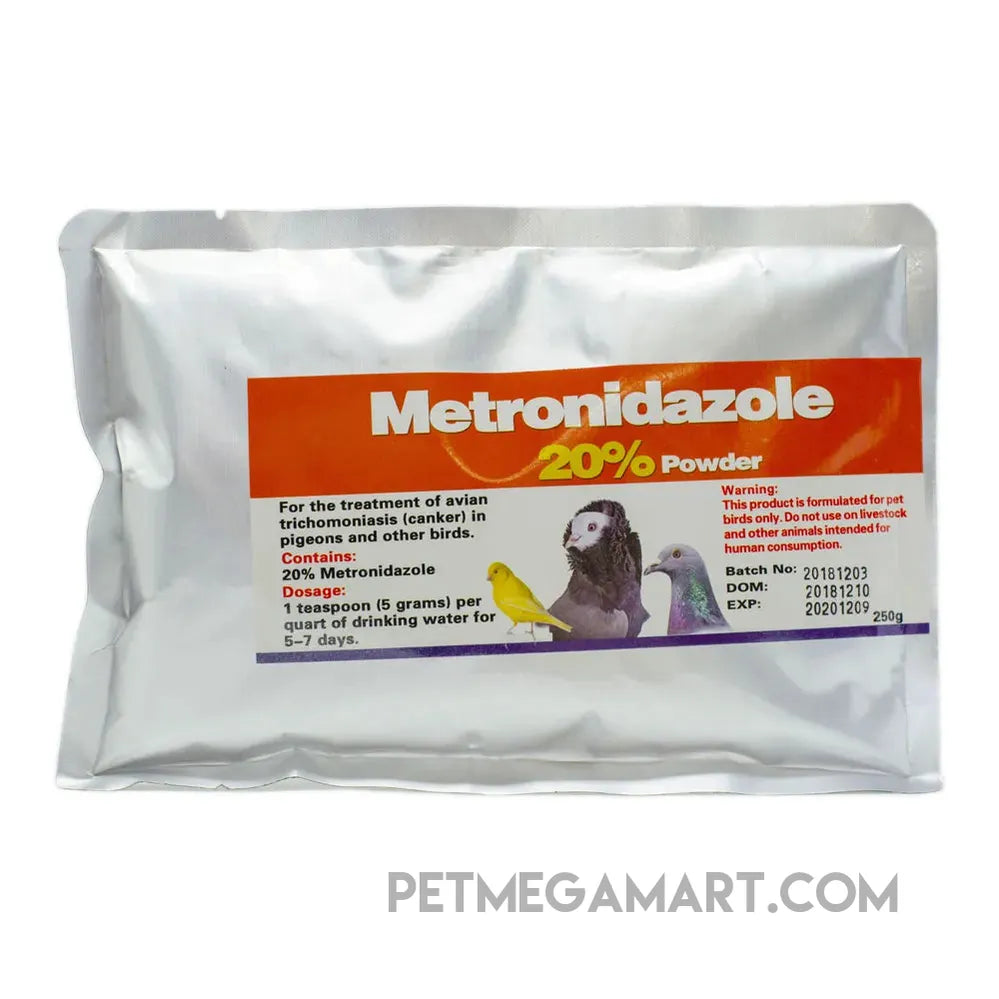 Metronidazole 20 percent powder for birds and pigeons for canker treatment