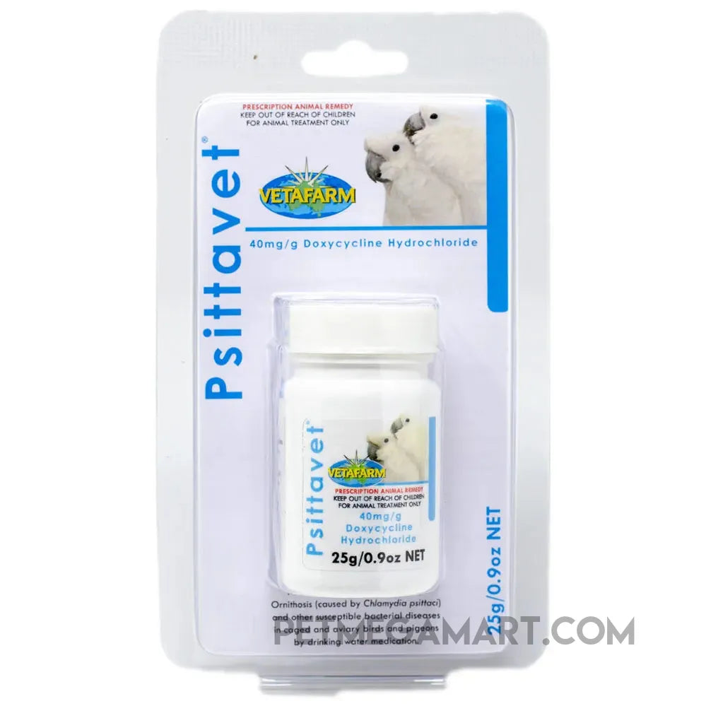 Psittavet for treatment of psittacosis, ornithosis, chlamydia in birds 25g