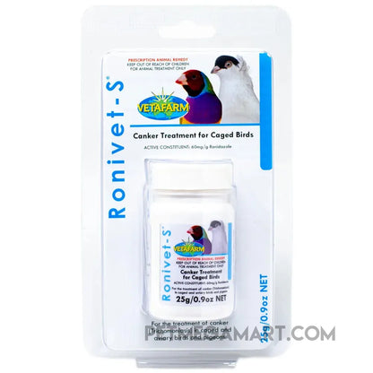 Ronivet-S Treatment for Canker and other protozoal infections in birds 25g