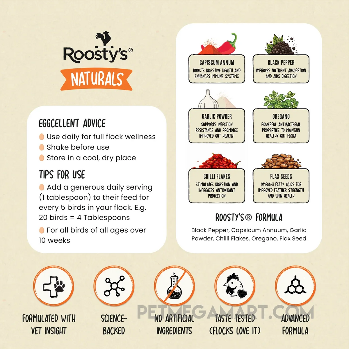 Roosty's Flock Armor Daily Worm Defense for Chicken Gut Health