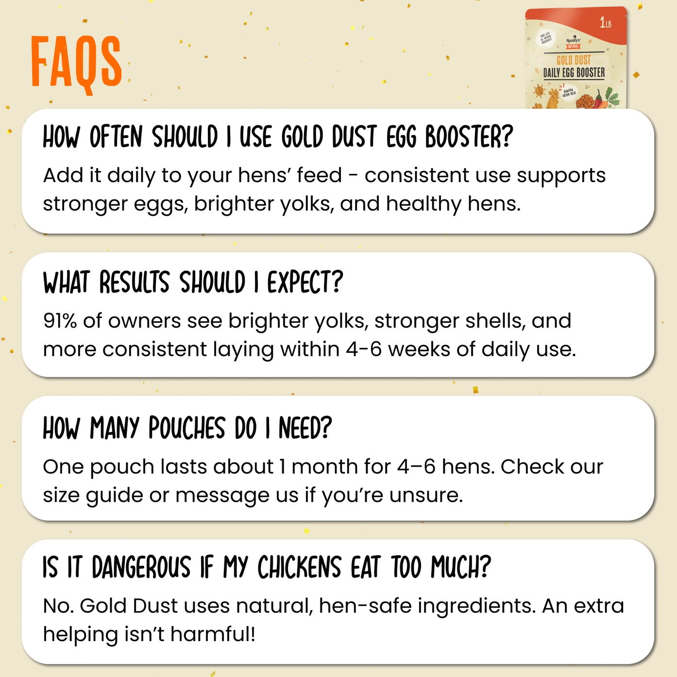Roosty’s Gold Dust Daily Egg Booster for Chickens