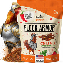 Roosty’s Flock Armor natural chili mix with oregano for chicken gut health and daily worm defense support